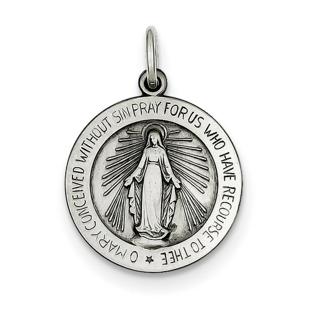 18mm x 24mm Solid 925 Sterling Silver Antiqued-Style Miraculous Medal 18mm x 24mm Solid 925 Sterling Silver Antiqued-Style Miraculous Medal